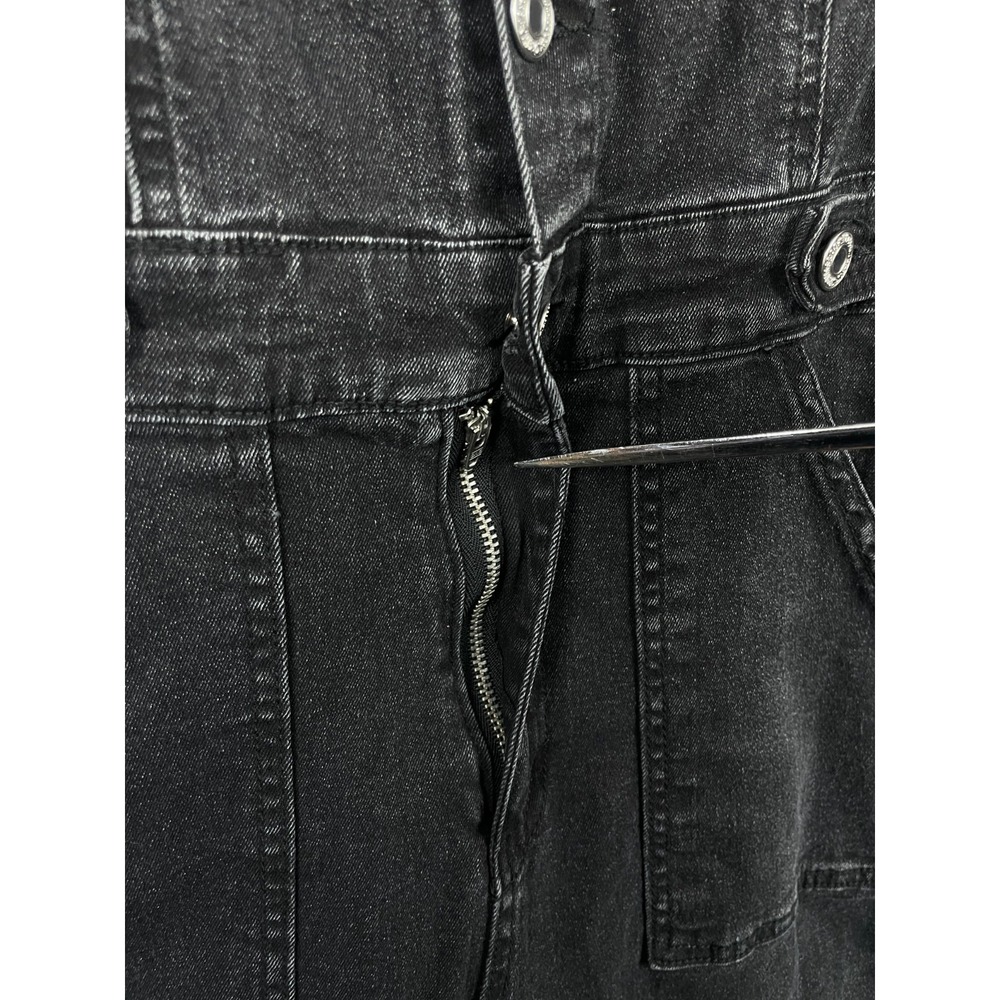 Denim Jumpsuit Womens 6 Medium Black Button Fly Flared Legs Short Sleeve - Picture 5 of 16